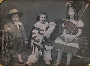 Charles I Of England Gallery: Three Children in Costume, 1850s. Creator: Unknown