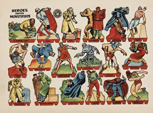 Cutout Collection: Children cut-out from the series Heroes vs. Monsters by Bruguera publishers, Barcelona, ??1945