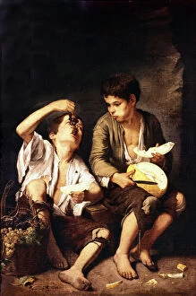 Images Dated 13th May 2014: Children eating melon, painting by Bartolome Murillo