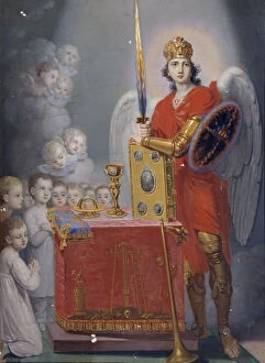 Borovikovsky Collection: The Children of the Emperor Paul I before the altar, protected by Archangel Michael