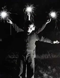 Firework Prints: Children with fireworks, c1955. Creator: Arthur Charles Kirby Ware