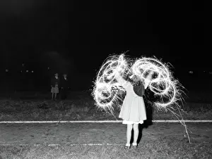 Firework Prints: Children with fireworks, c1955. Creator: Arthur Charles Kirby Ware