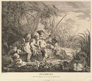 Pierre Alexandre Prints: Children Fishing, ca. 1738. Creator: Pierre Alexandre Aveline