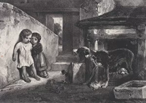 Puppy Gallery: Children Frightened by Snarling Dog, from the series Hunting Scenes, 1829
