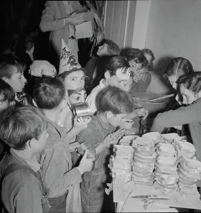Halloween Prints: The children at Halloween party in Shafter migrant camp