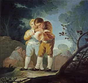 Bubbles Gallery: Children inflating a bladder, 1778. Artist: Goya, Francisco, de (1746-1828)