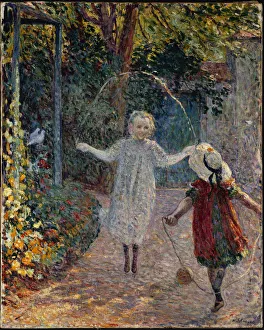 Childrens Games Gallery: Children jumping rope in garden. Creator: Lebasque, Henri (1865-1937)