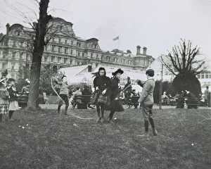 White House Prints: Children jumping rope on the White House lawn during annual Easter egg roll with State
