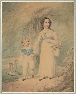 Childrenswear Prints: Children in the Park, 1824. Creator: Henry Inman
