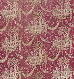Cotton Plain Weave Prints: Children and Pets (Furnishing Fabric), Normandie, 1800 / 1820. Creator: Unknown