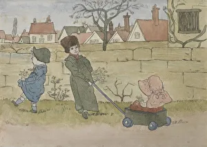 Stone Wall Prints: Children playing, 1879. Creator: Catherine Greenaway