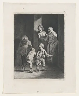 Boisseux Jean Jacques De Prints: Children Playing with a Dog, 1789. Creator: Jean-Jacques de Boissieu