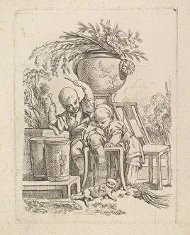 Louis Antoine Prints: Two Children, One Playing the Drum. Creator: Louis Antoine Crozat, Baron de Thiers
