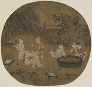 Ming Dynasty Prints: Children playing in a garden, Ming dynasty, 1368-1644. Creator: Unknown