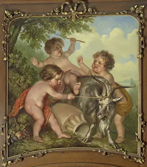 Cruelty To Animals Prints: Three children playing with a goat, 1771. Creator: Juriaan Andriessen