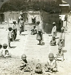Kashmir Prints: Children playing hopscotch, Kashmir, India, c1900s(?). Artist: Underwood & Underwood
