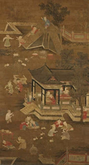 Roof Gallery: Children playing in the palace garden, late 13th-15th century. Creator: Unknown