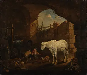 Stable Prints: Children playing in a Stable, 1675. Creator: Johann Heinrich Roos