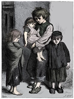 Algernon Charles Gallery: The Children of the Poor (Les Enfants Pauvres) - The Ragged Babes That Weep, c1875. Artist: T Cobb