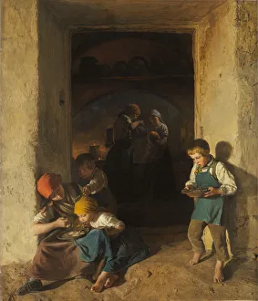 Schoolar Prints: Children Receiving their Breakfast, 1859