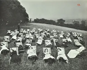 Greenwich Prints: Children resting in deck chairs, Shrewsbury House Open Air School, London, 1908