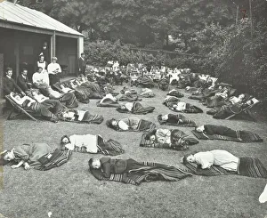 Deck Chair Prints: Children resting in the garden, Birley House Open Air School, Forest Hill, London, 1908