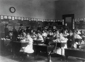 Children in school in Washington, D.C. - studying geometry, (1899?). Creator: Frances Benjamin Johnston