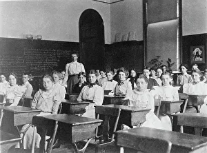 Cyanotypes 1890 1900 Gmgpc Prints: Children seated in classroom, Washington, D.C. (1899?). Creator: Frances Benjamin Johnston
