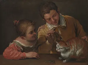 Anibale Caracci Gallery: Two Children Teasing a Cat. Creator: Annibale Carracci