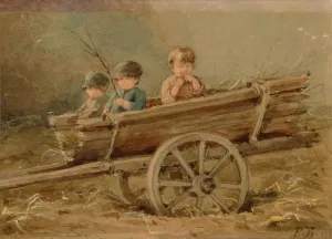 Children in a telega, 1882. Artist: Bem, Elizaveta Merkuryevna (1843-1914) Children in a telega, 1882. Artist: Bem, Elizaveta Merkuryevna (1843-1914)