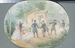 Peterhof Prints: Childrens Mill in the Alexandria Park in Peterhof. Artist: Zichy, Mihaly (1827-1906)