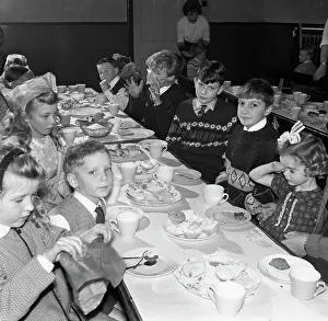 Primary School Prints: Childrens Christmas party at a Methodist school, South Yorkshire, 1964. Artist