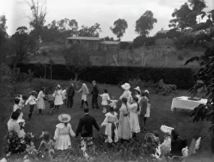 Artists Family Prints: Children's party in the grounds of the Herston residence, Coralyn (Clyde Road), 1907