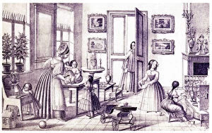 Childrens Games Gallery: Childrens Room, Early 19th cen.. Artist: Vdovichev, P. (active First Half of 19th cen.)