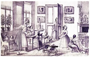 Childrens Room Prints: Childrens Room, Early 19th cen Artist: Vdovichev, P. (active First Half of 19th cen. )