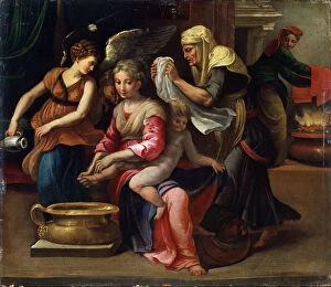 Cleanliness Collection: The Childs Bath, 16th century. Artist: Parmigianino
