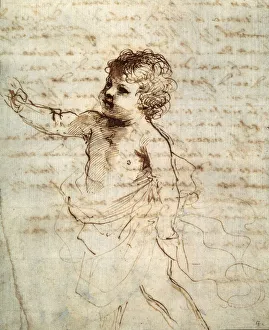 Guercino Prints: Childs figure in drapery, 17th century Artist: Guercino