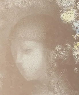Redon Prints: Childs Head with Flowers (Tete d enfant avec fleurs), 1897