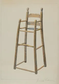 High Chair Prints: Childs High Chair, c. 1938. Creator: Cora Parker