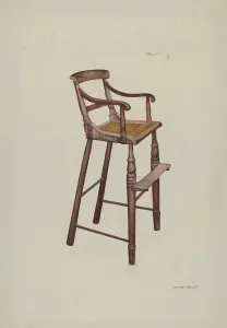 Rush Bottom Prints: Child's High Chair, c. 1938. Creator: Michael Chomyk