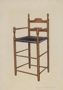 Upholstered Seat Prints: Childs High Chair, c. 1942. Creator: Donald Harding