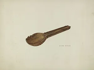 Childs Prints: Childs Porridge Spoon, c. 1939. Creator: Milton Bevier