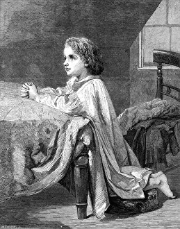 The Child's Prayer, by H. Lejeune, from Mr. Morby's Collection, Royal Exchange... 1862. Creator: W Thomas. The Child's Prayer, by H. Lejeune, from Mr. Morby's Collection, Royal Exchange... 1862. Creator: W Thomas