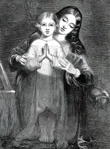 Routine Prints: The Child's Prayer - painted by R. Redgrave, A.R.A. 1850. Creator: T. Williams