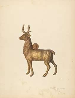 Child's Saving Bank (Deer), c. 1940. Creator: Carl Buergerniss Child's Saving Bank (Deer), c. 1940. Creator: Carl Buergerniss