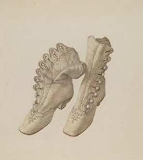 Buttons Gallery: Childs Shoes, c. 1940. Creator: Stella Mosher