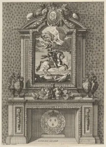 Chimney with a Painting of Louis XIV over the Mantle, from Grandes Cheminée, ca Chimney with a Painting of Louis XIV over the Mantle, from Grandes Cheminée, ca