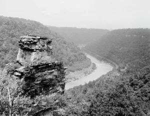 Chimney Rock and New River canyon near Fayette, W. Va. c.between 1910 and 1920. Creator: Unknown