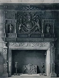 Parlour Collection: Chimneypiece with Arms of James I, circa 1606: from the Old Palace, Bromley-By-Bow, 1945