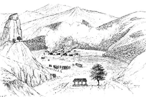 Myanmar Asia Prints: The Chin Expedition: burning of the village of Dimpi